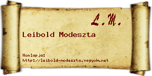 Leibold Modeszta névjegykártya